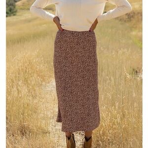 Roolee Floral Midi Skirt - Brown